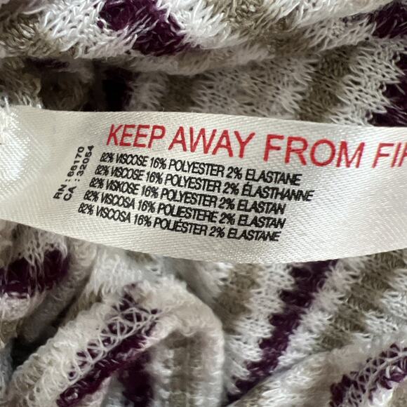 Free People Bodysuit Womens Lg By The Fire Thermal Striped Textured V-Neck Boho - Picture 10 of 11